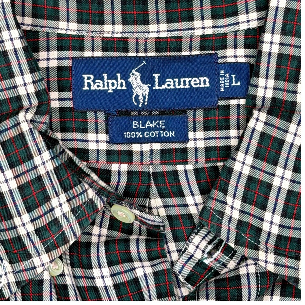 90s Vintage Ralph Lauren Blake Tartan Plaid Cotton Button Down Long Sleeve Shirt